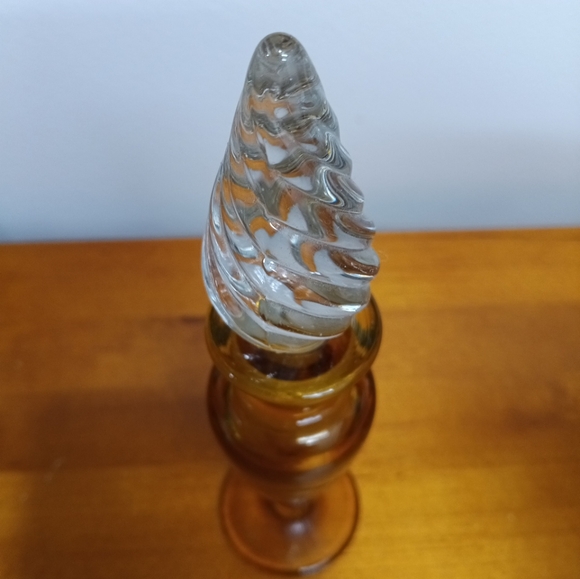 Vintage Amber Glass Perfume Bottle 7 inches Tall - Picture 2 of 4